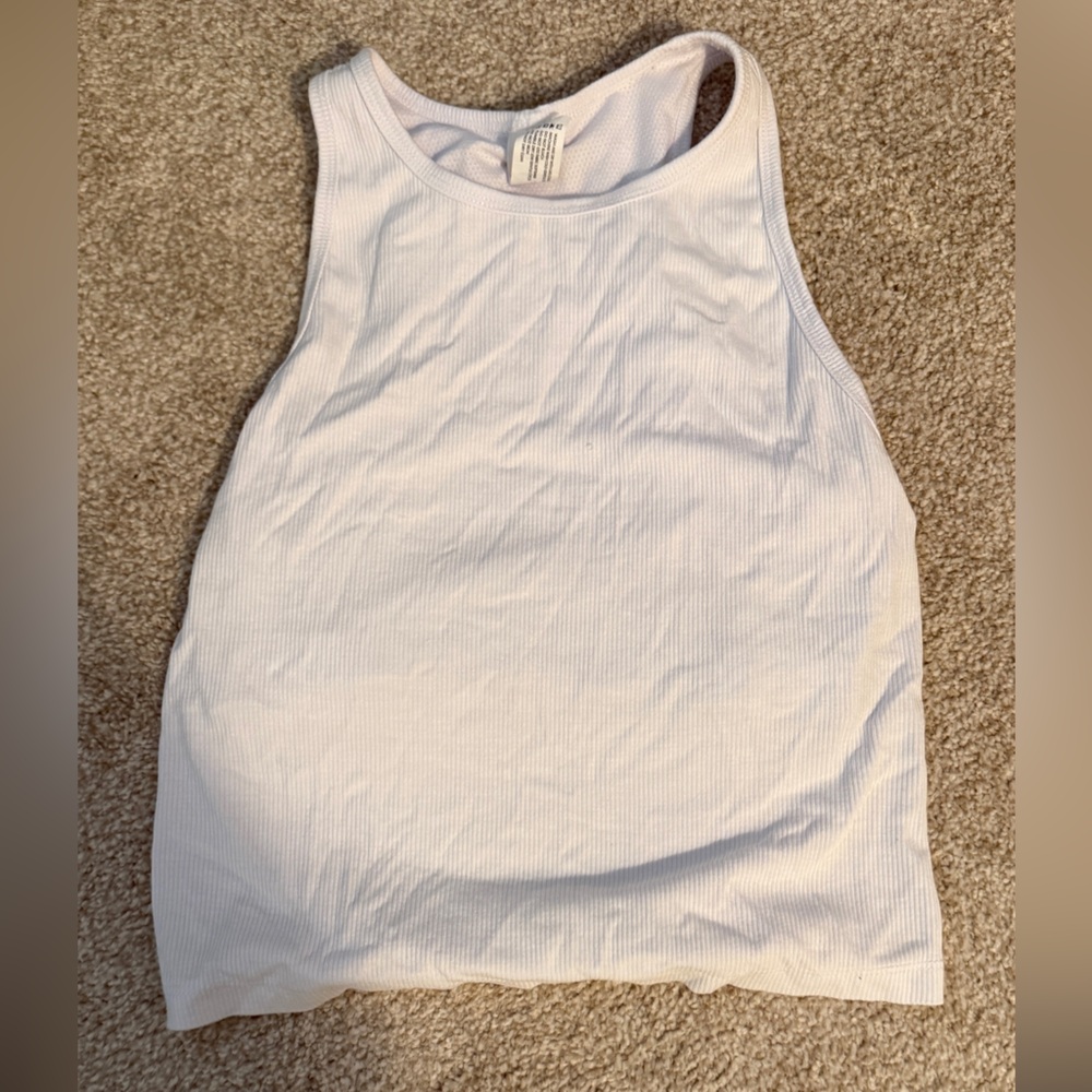 Yogalicious White Ribbed Tank Top